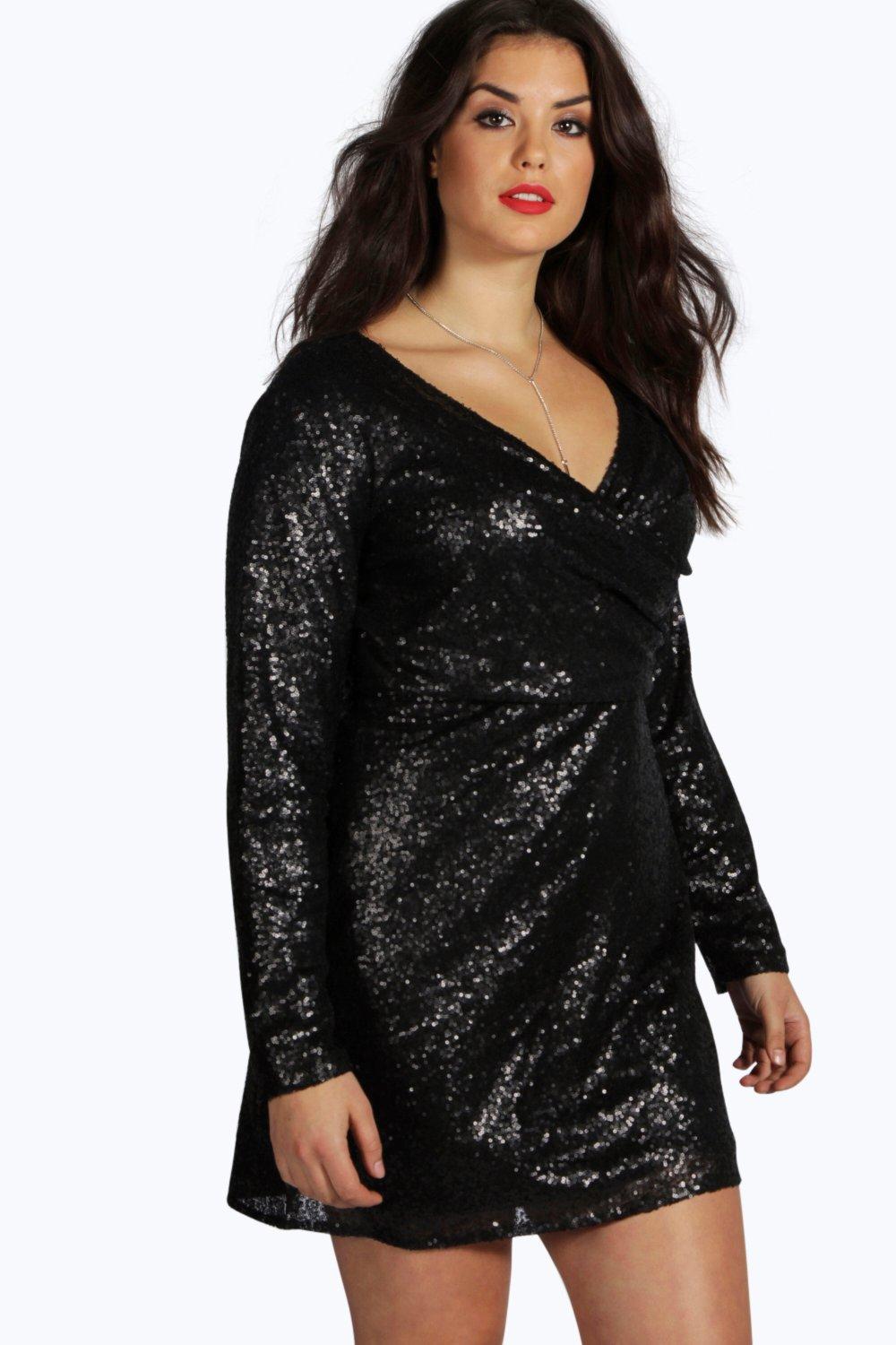 sequin wrap front dress