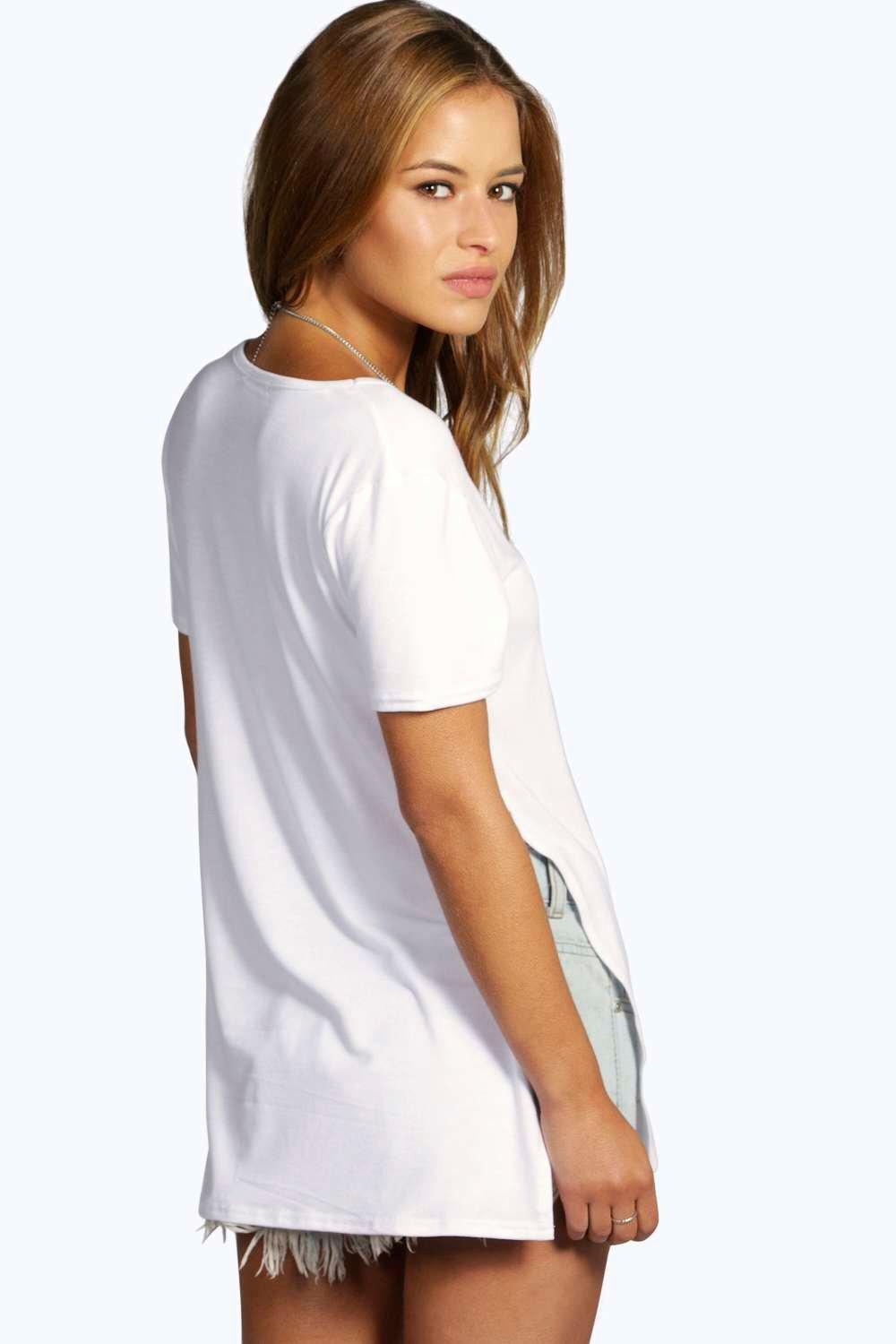 Tee shirt fendu femme sales