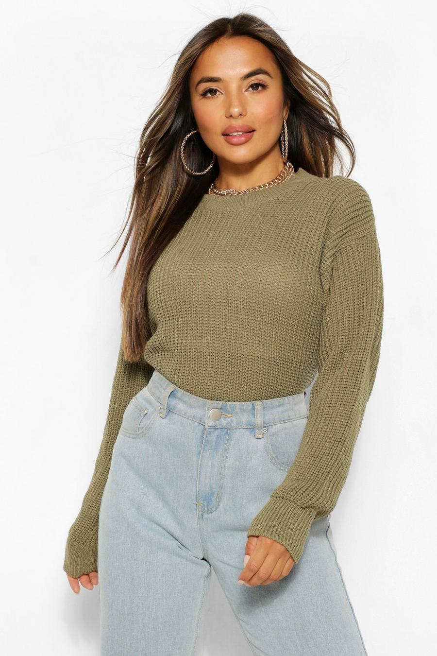 Green Petite Oversized Sweater image number 1