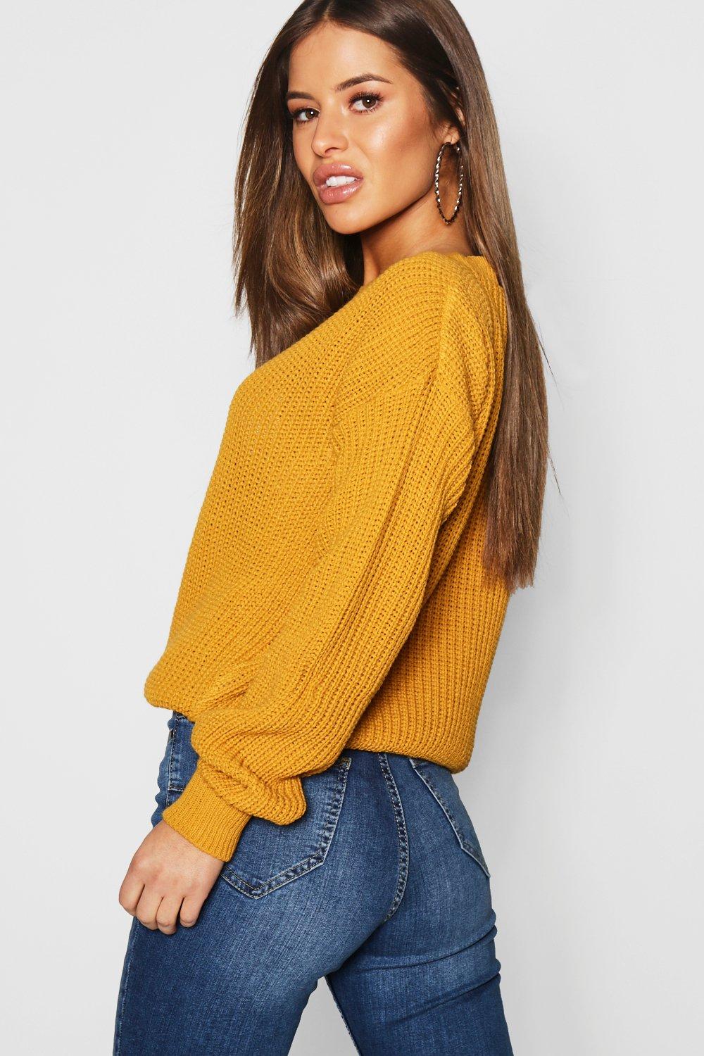 Boohoo mustard jumper sale