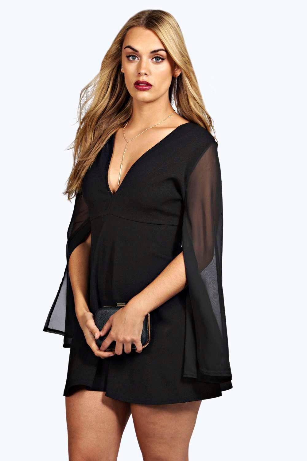 black dress with split sleeves