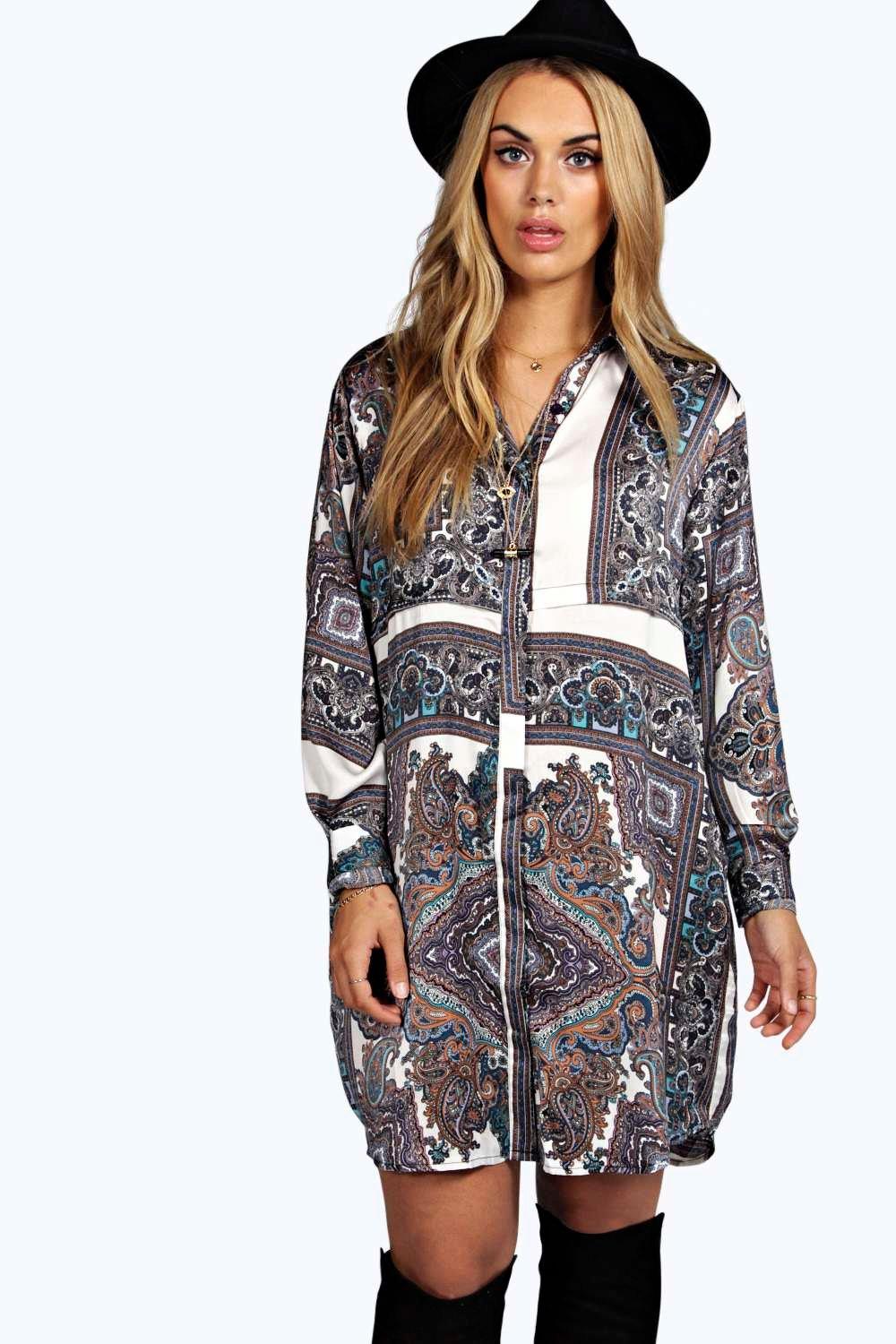 paisley shirt dress