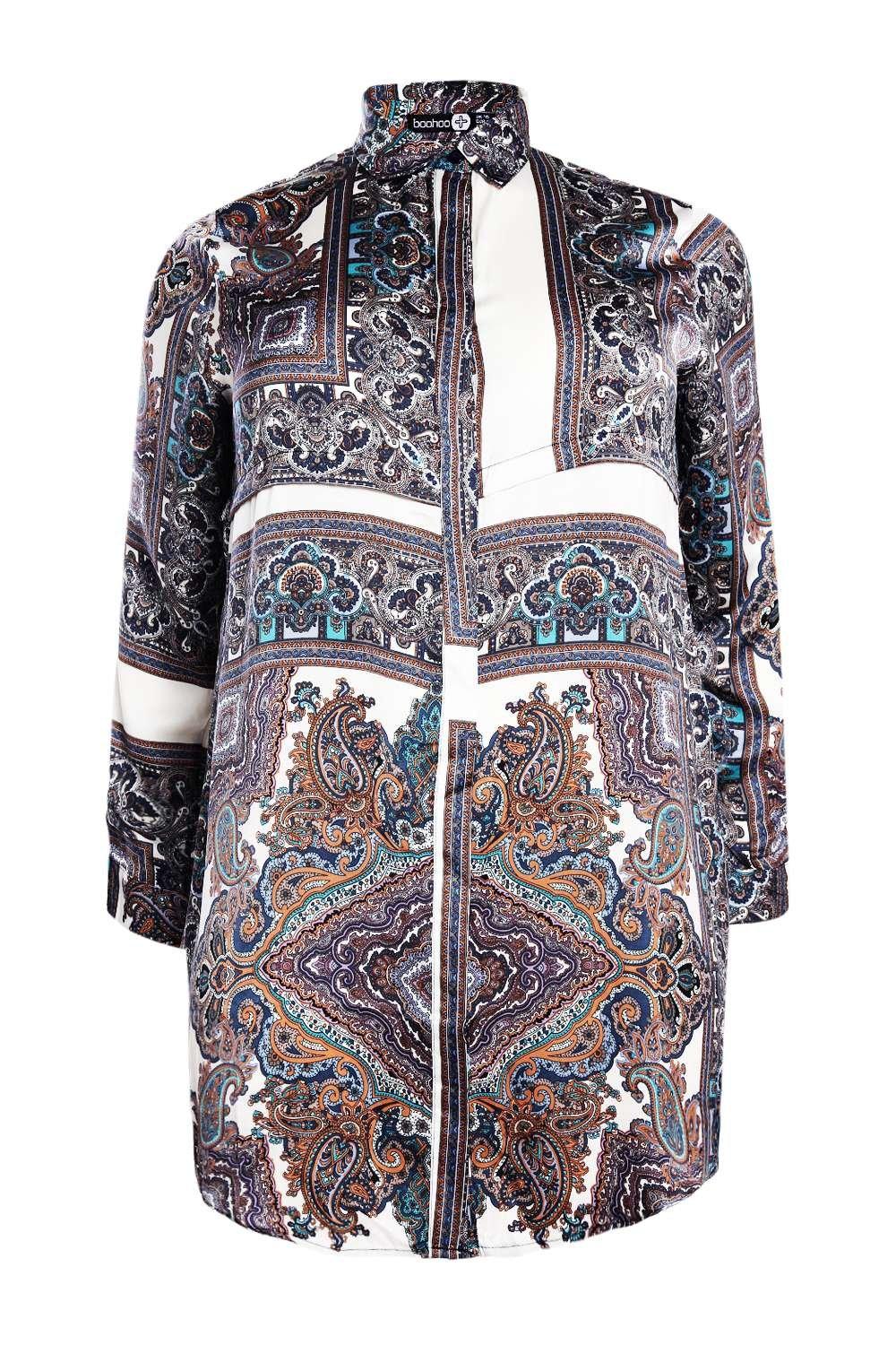 boohoo paisley shirt dress