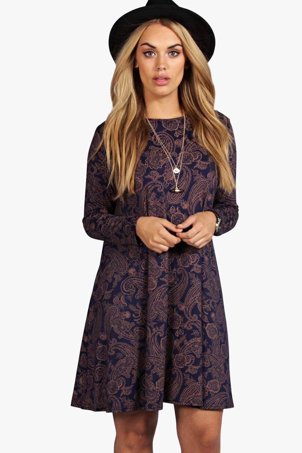 long sleeve swing dress uk