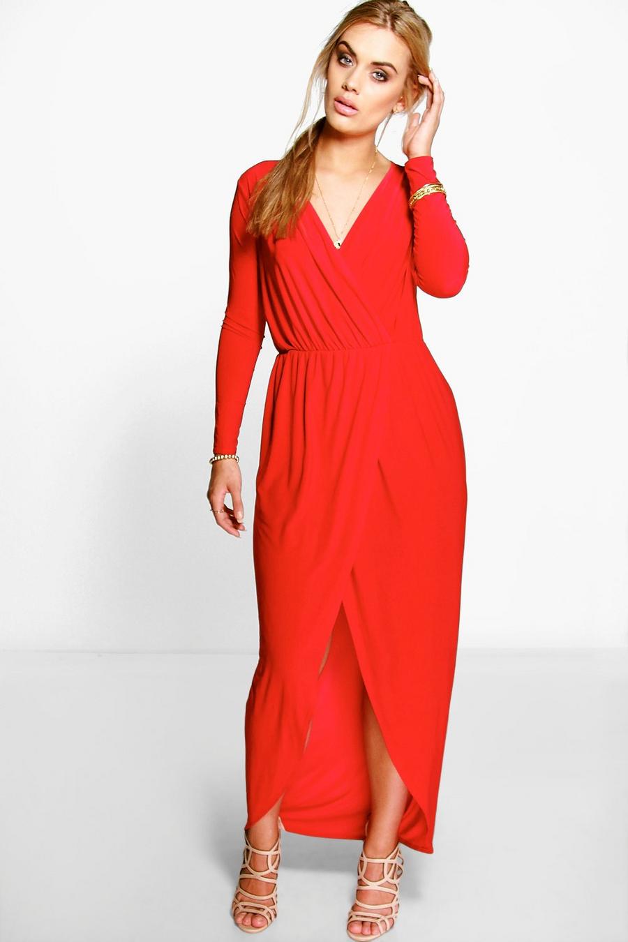 Plus Slinky Wrap Front Maxi Dress image number 1