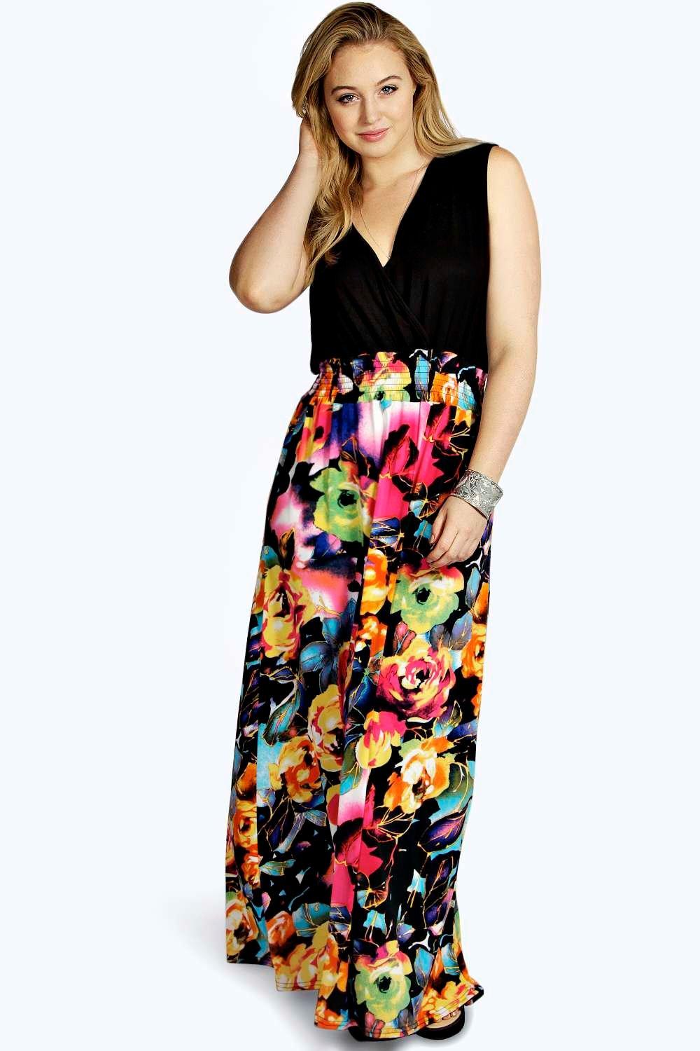 boohoo rose print maxi dress