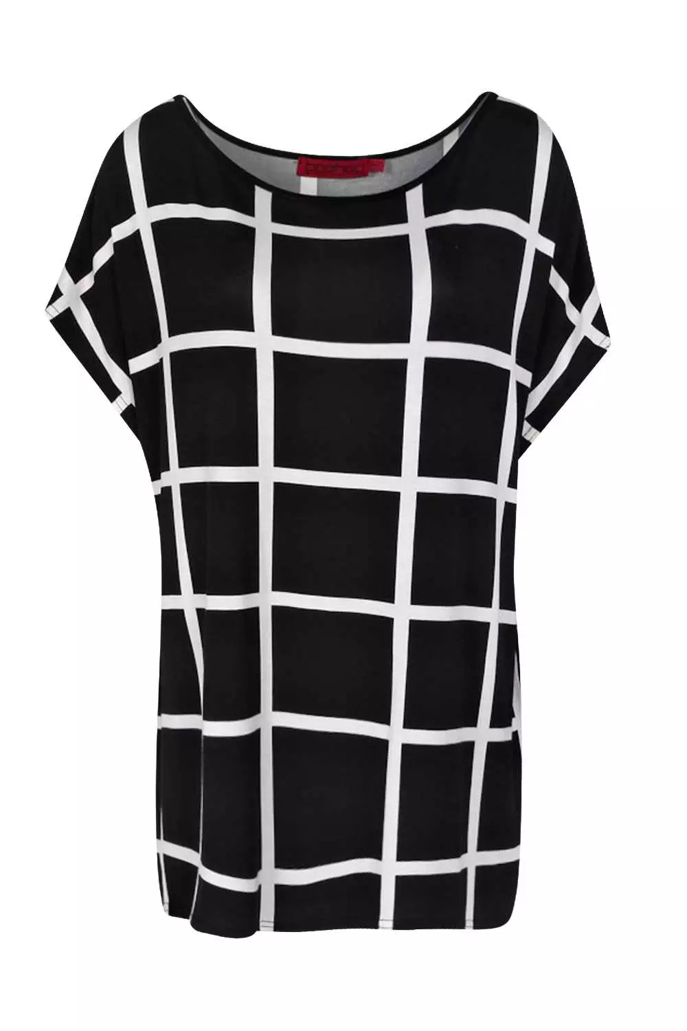 Plus Grid Print Oversized T-Shirt alternative image