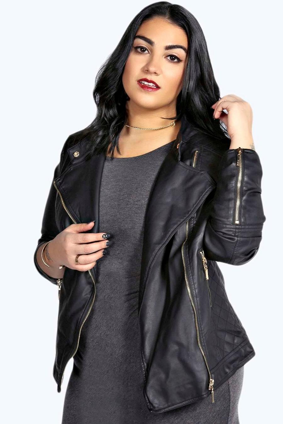 Plus Eliza Quilted Faux Leather Biker Jacket image number 1