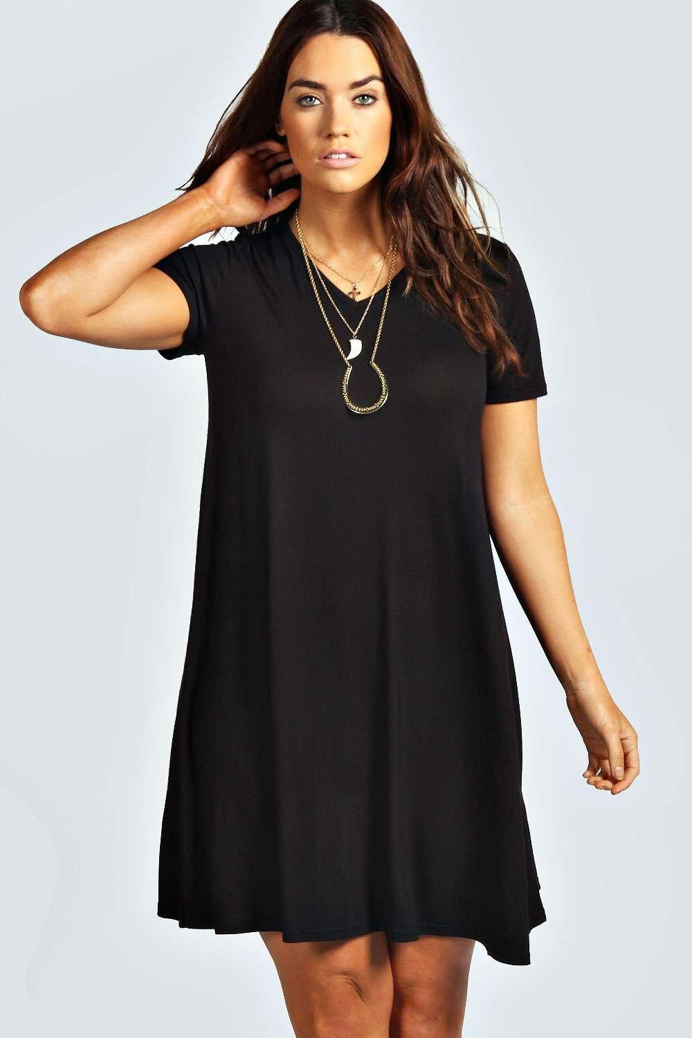 v neck swing dress