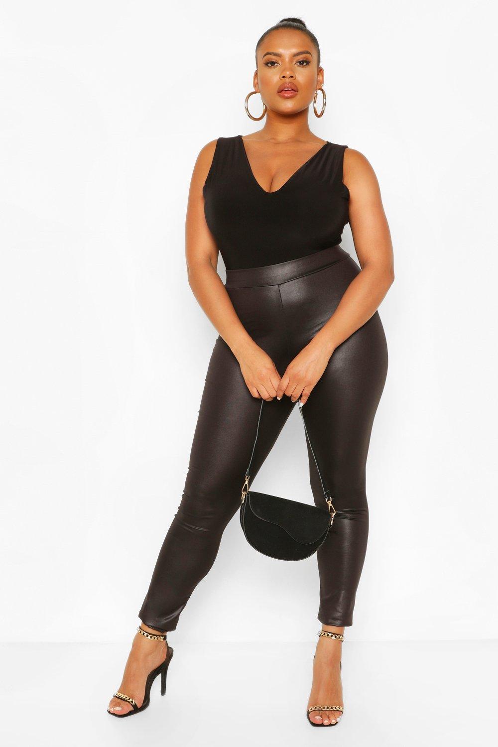 Plus Black Wet Look Legging, Plus Size