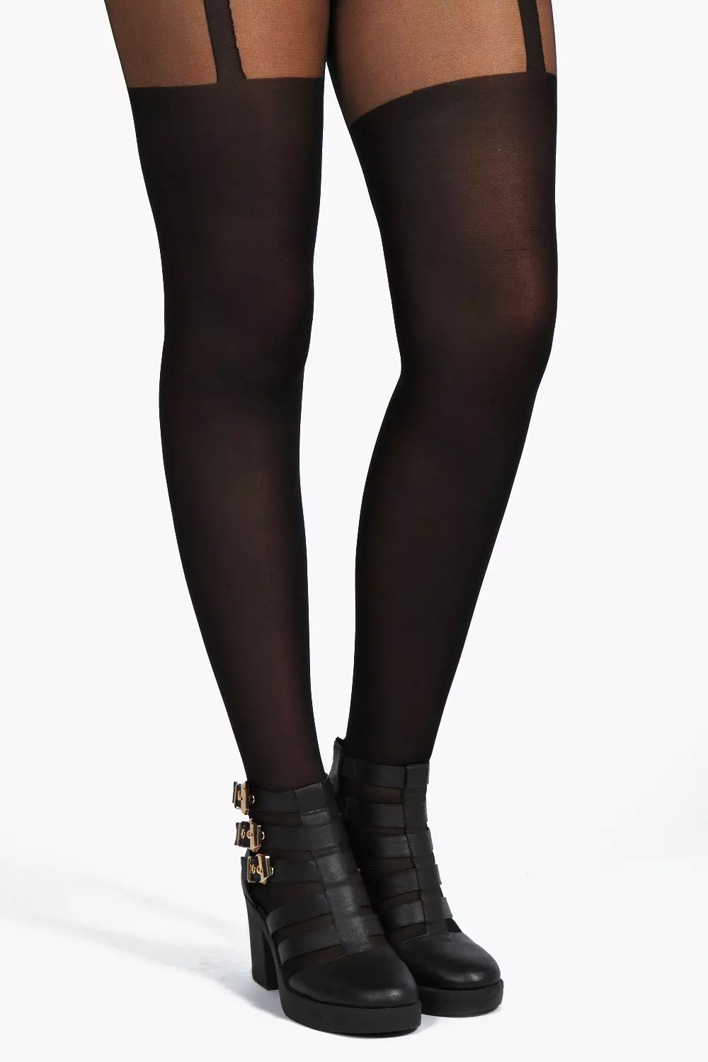 Plus Mock Suspender Tights