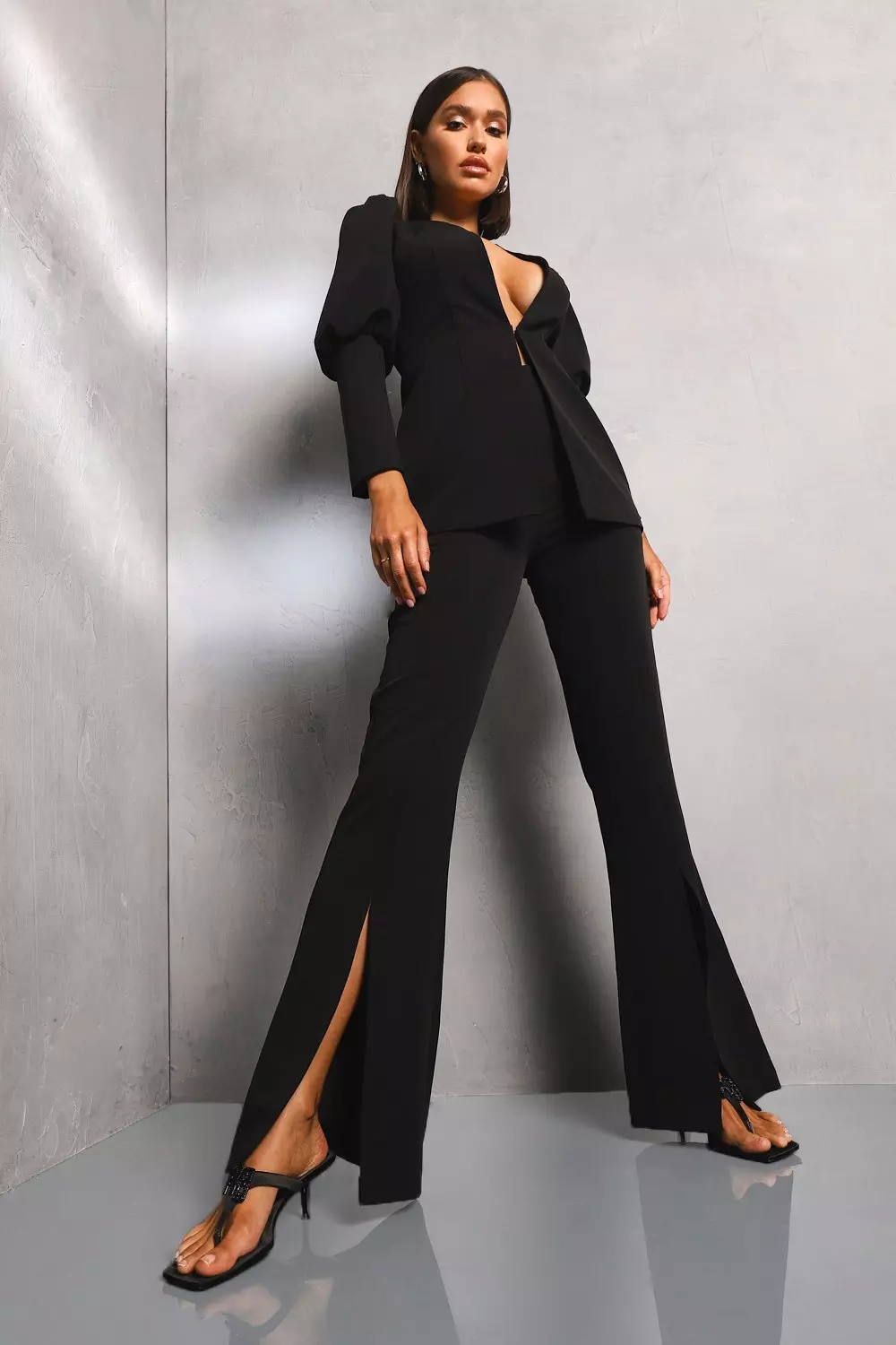 Black Premium Front Split Trouser alternative image