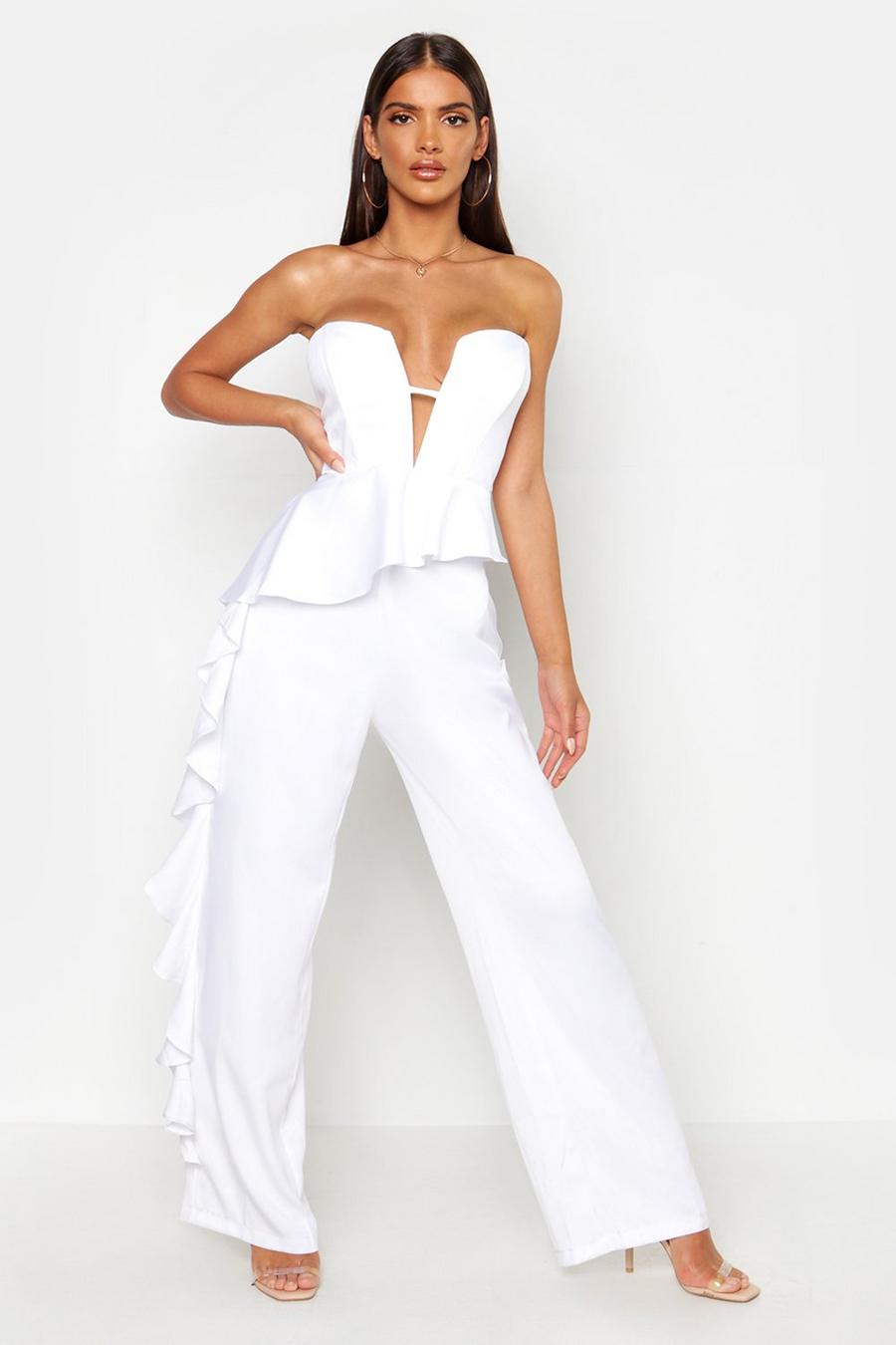 Premium Satin V Front Frill Jumpsuit image number 1