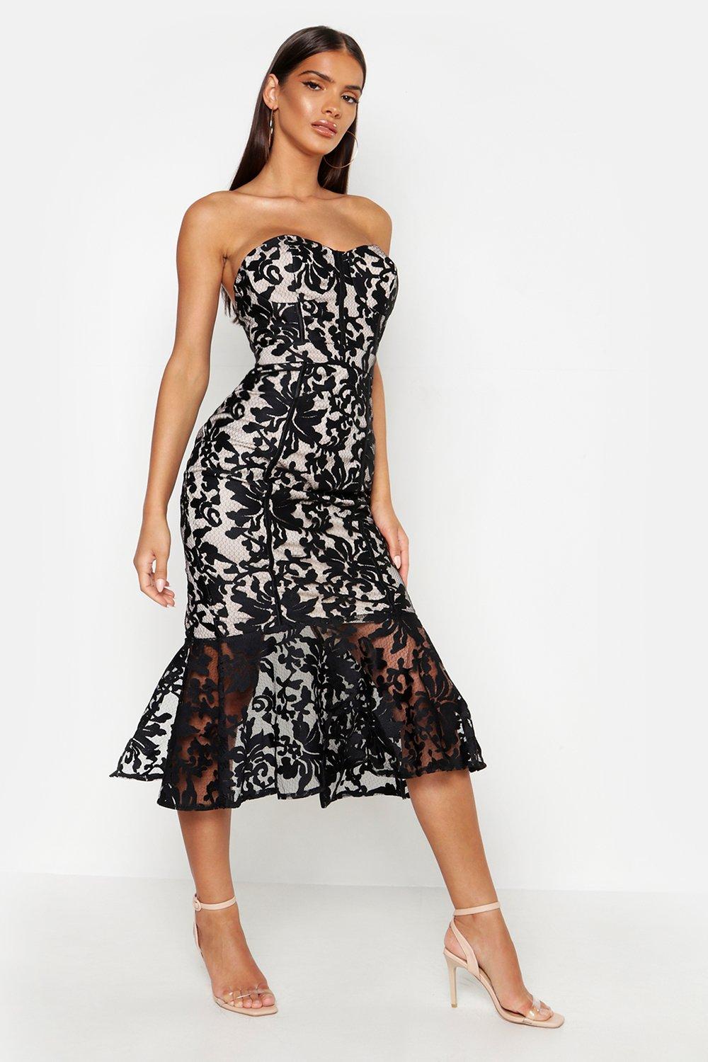 Lace fishtail store midi dress