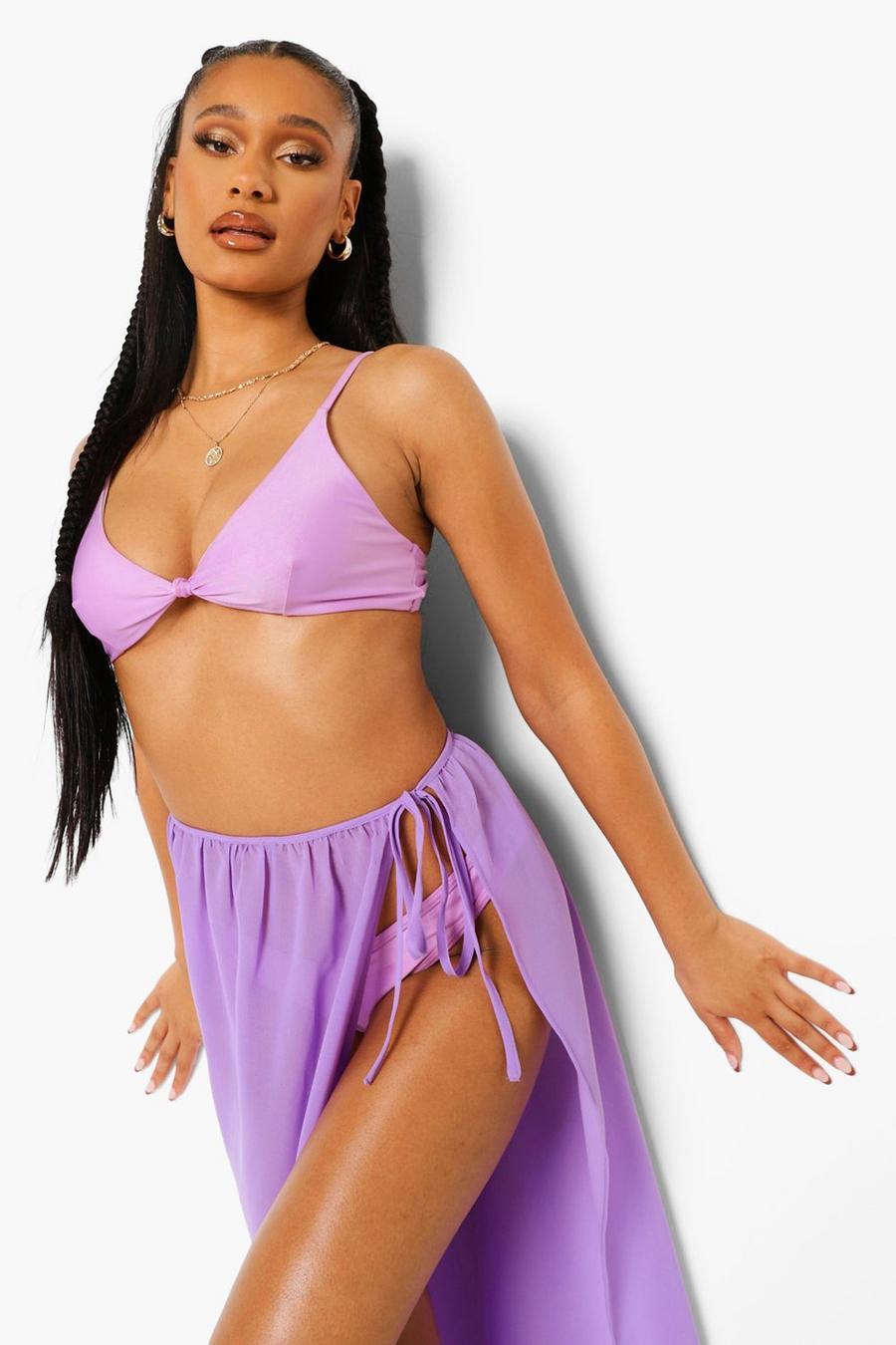 Bright lilac Chiffon Strand Sarong Met Ceintuur image number 1