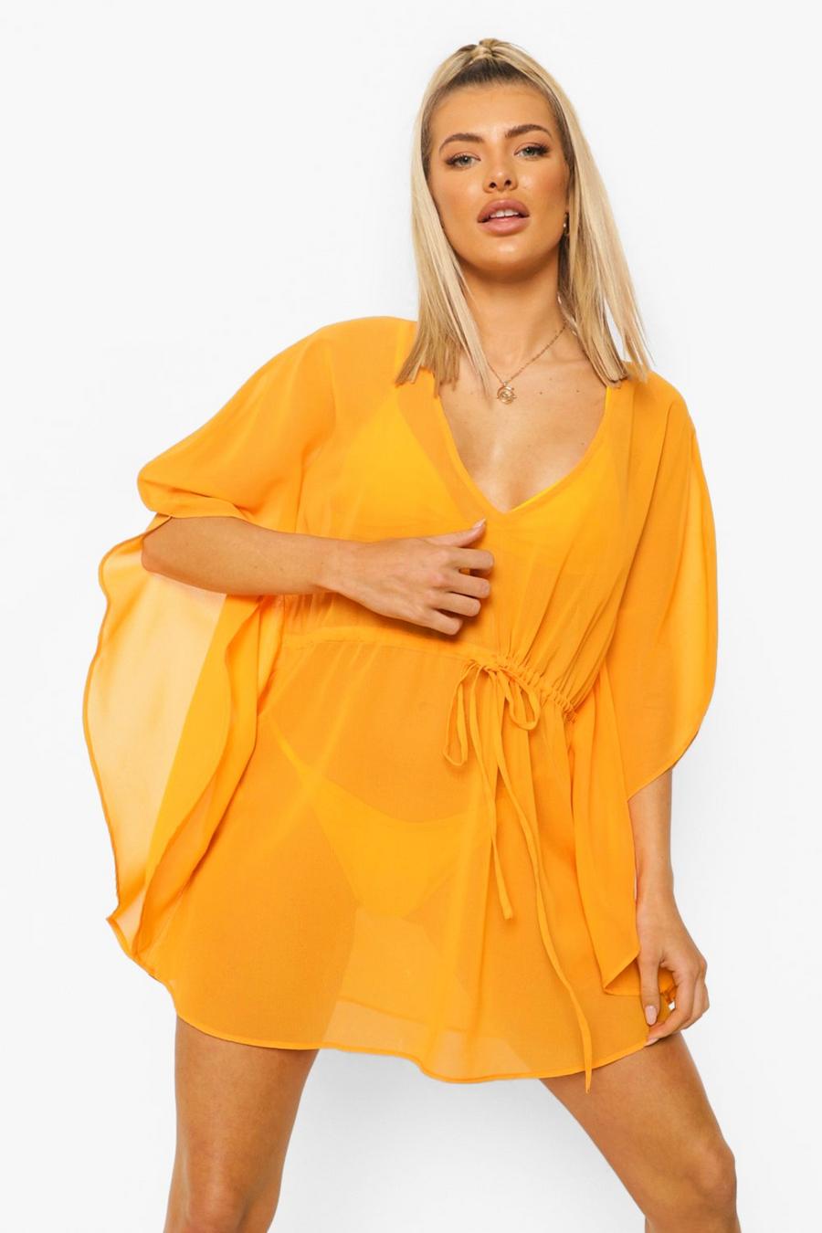 Mujer Ropa de Moda de baño de Caftanes y moda de playa Kimono Maxi Para La Playa De Chifón Boohoo de Chifón de color Naranja 