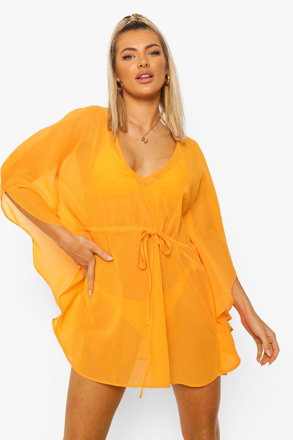 Orange chiffon kimono