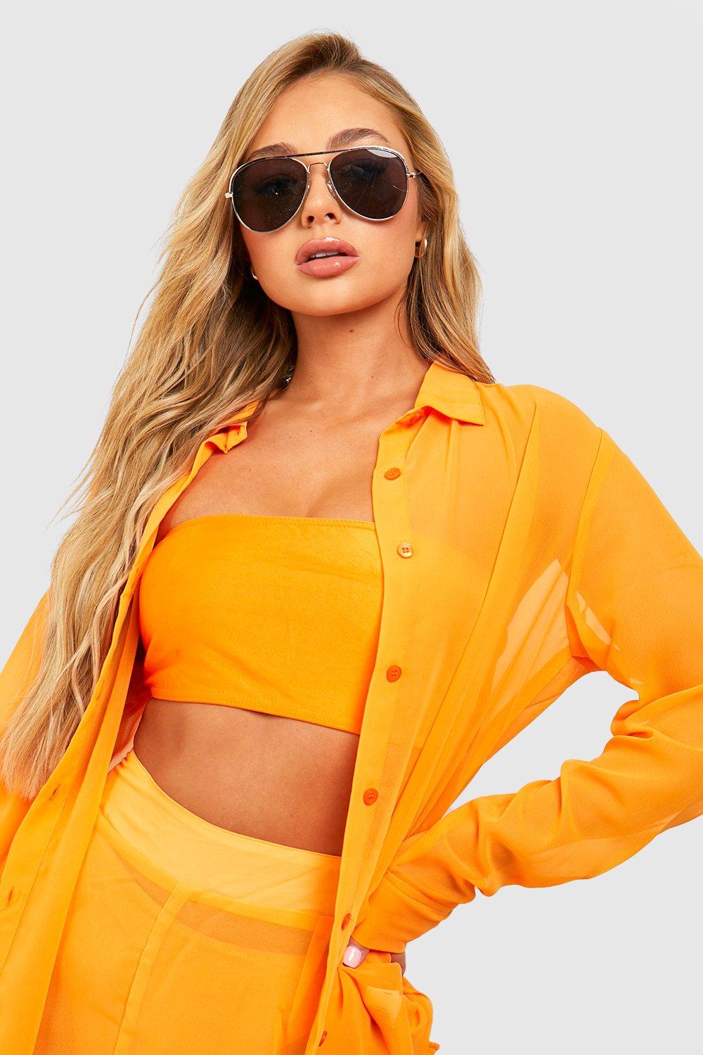 Essentials Chiffon Beach Shirt boohoo