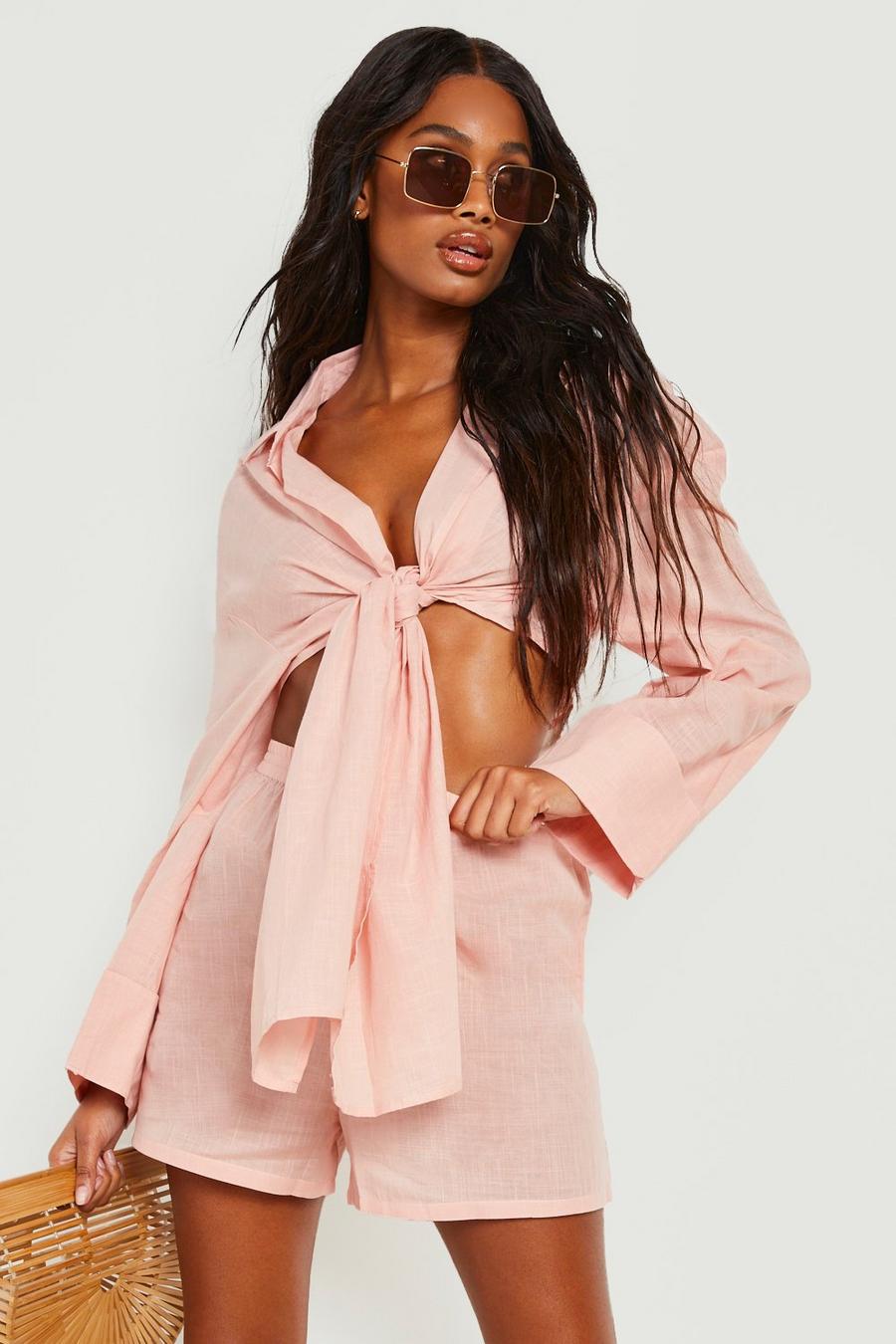 Rose pink Essentials Linen Look Beach Shorts