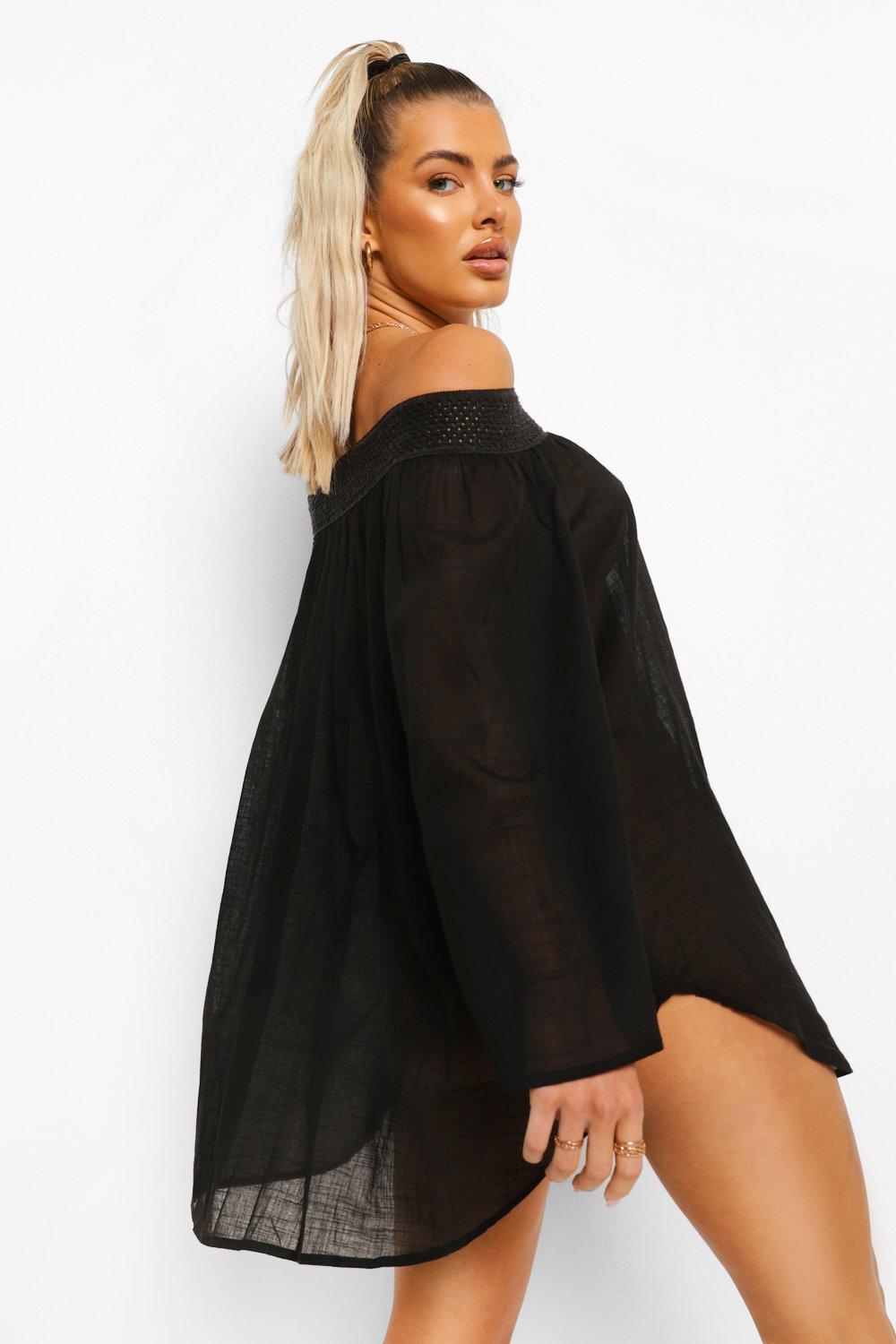 Black off the shoulder beach dress online