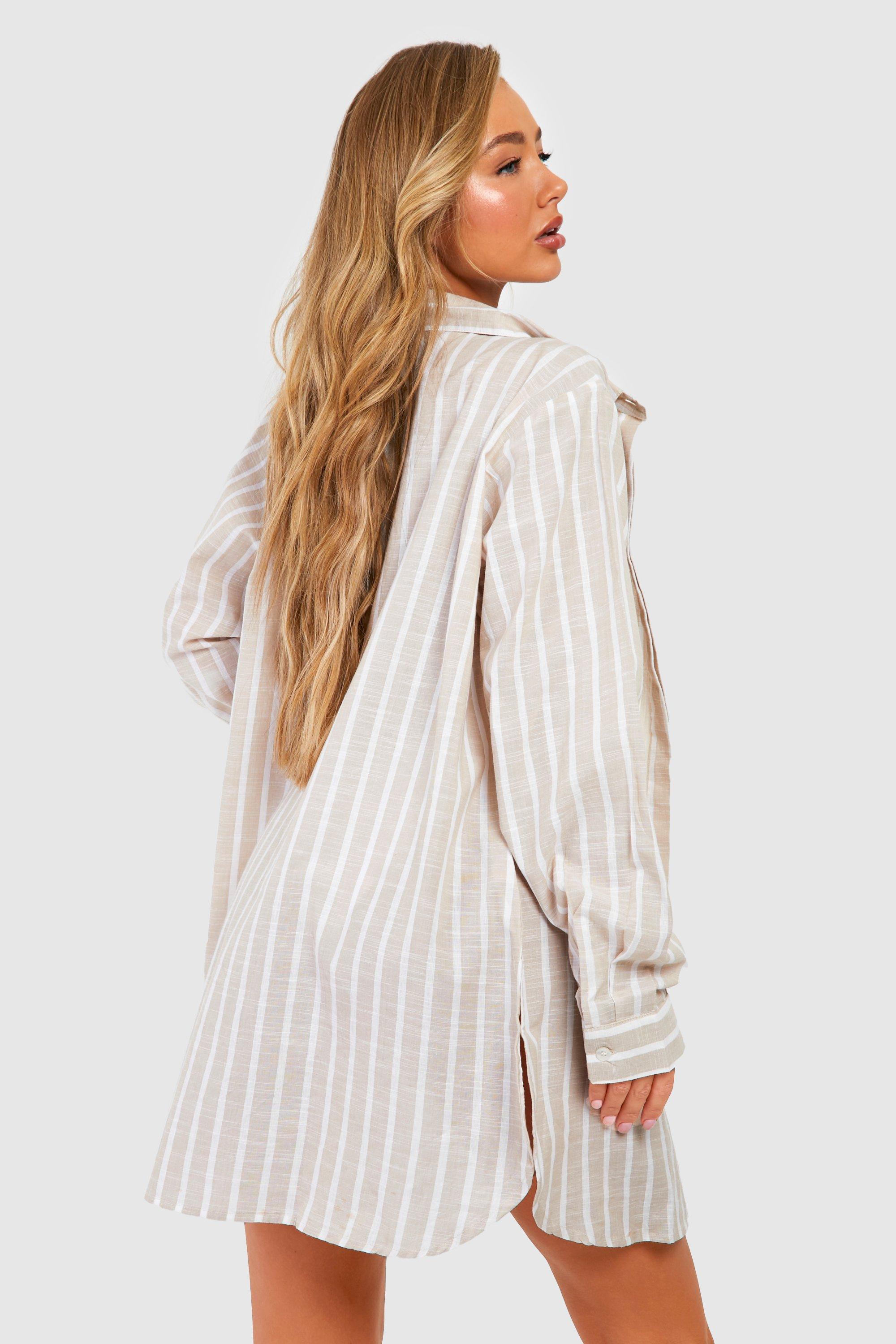 Oversized Gestreepte Linnen Strand Blouse