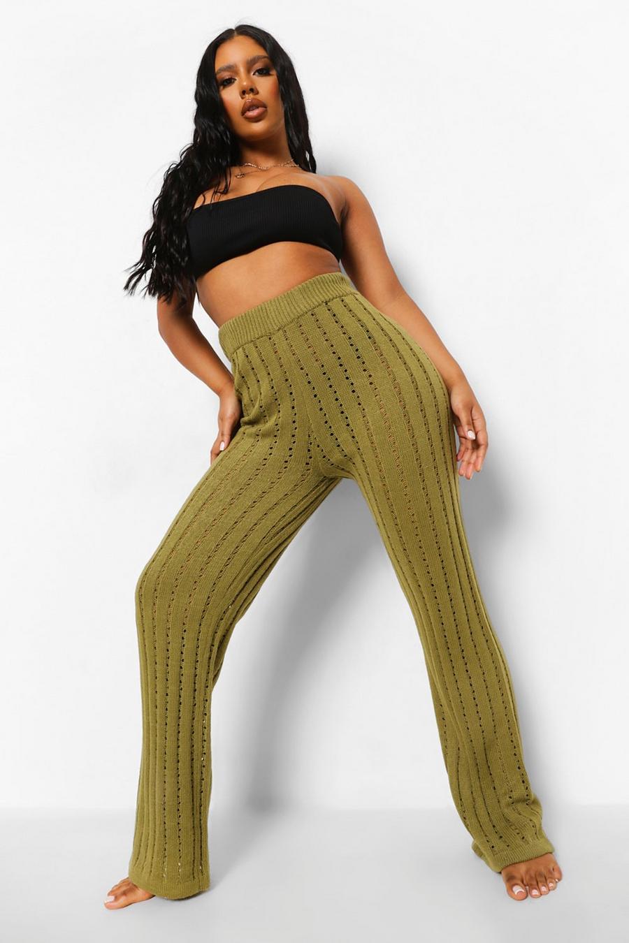 Olive Knitted Beach Pants image number 1