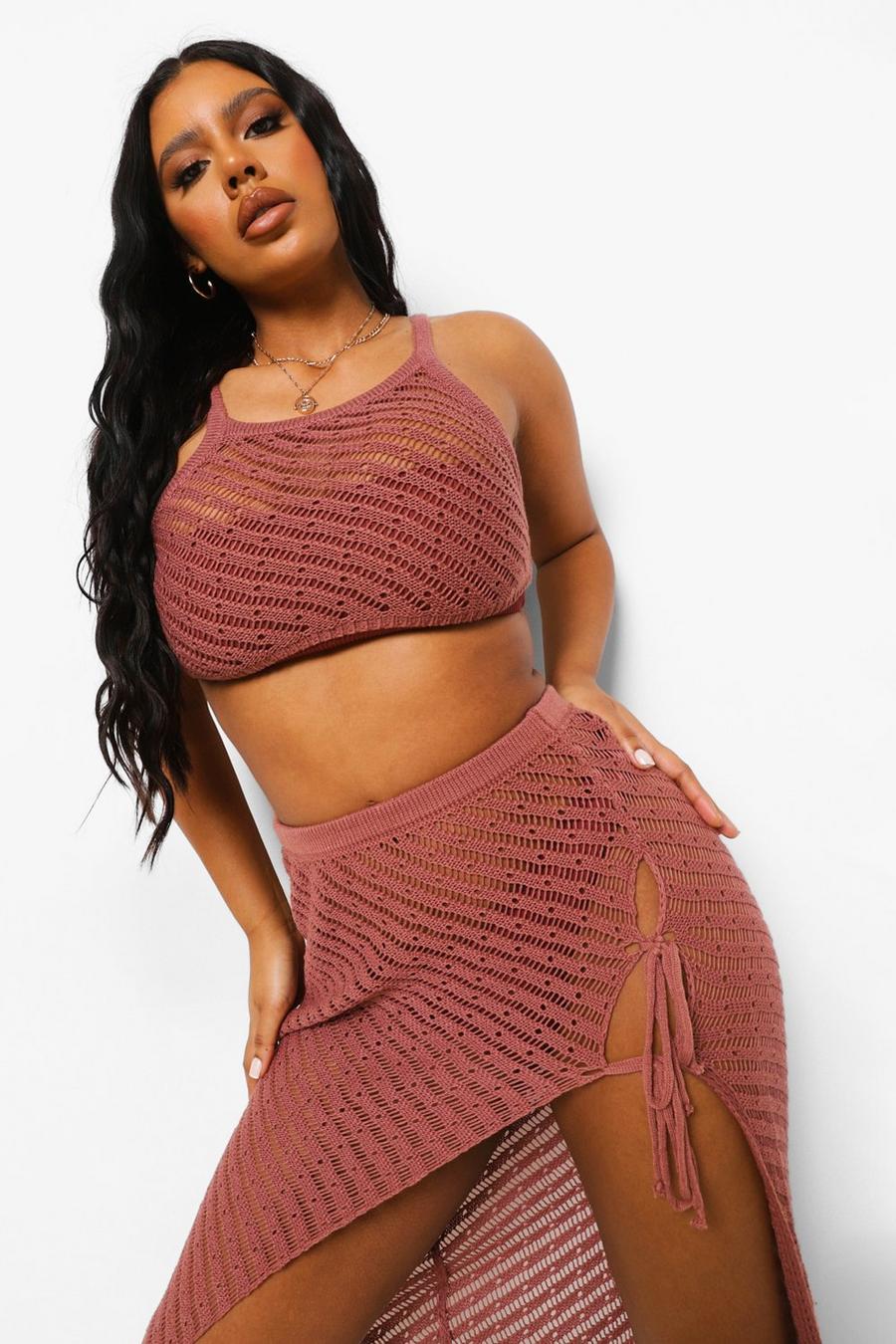 Mocha Knitted Beach Top image number 1