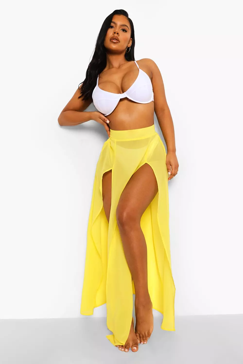 Maxi skirt outlet chiffon yellow