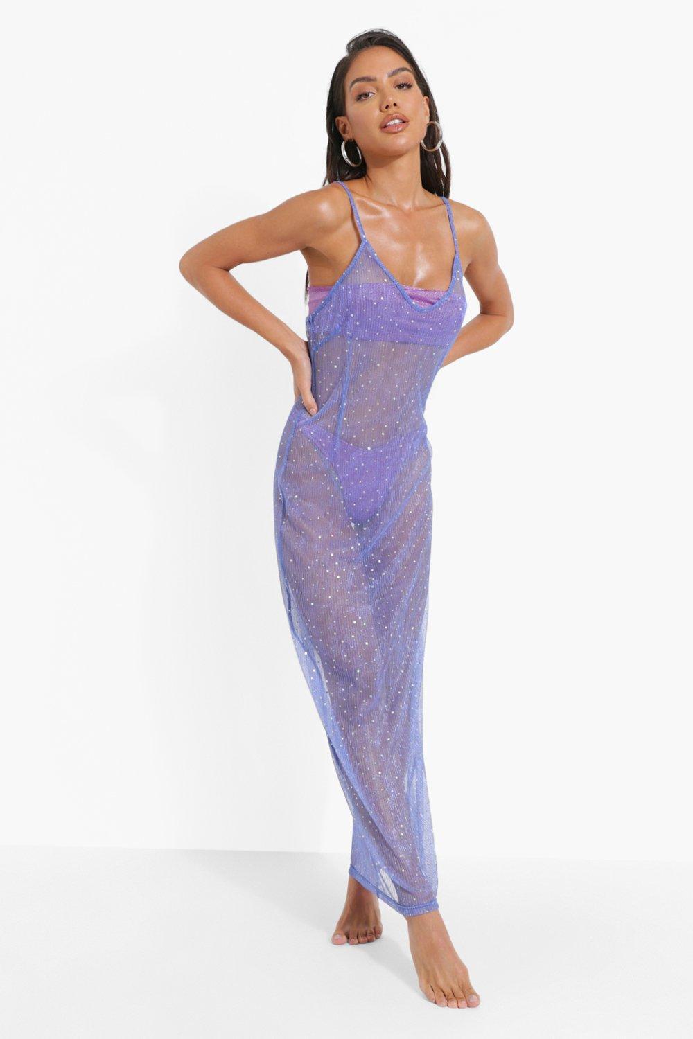 Glitter Diamante Beach Midi Dress boohoo