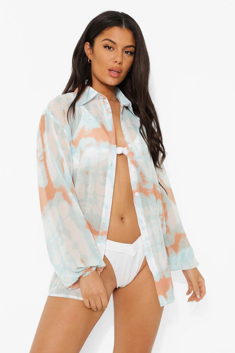 White Tie Dye Strand Blouse image number 1