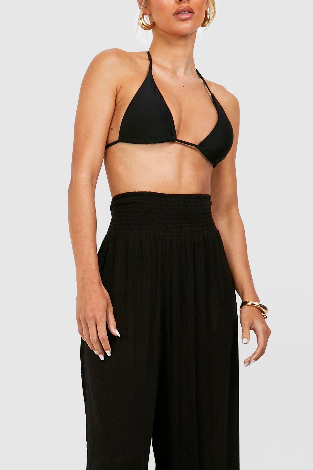 High Waisted Woven Wide Leg Pants, Boohoo