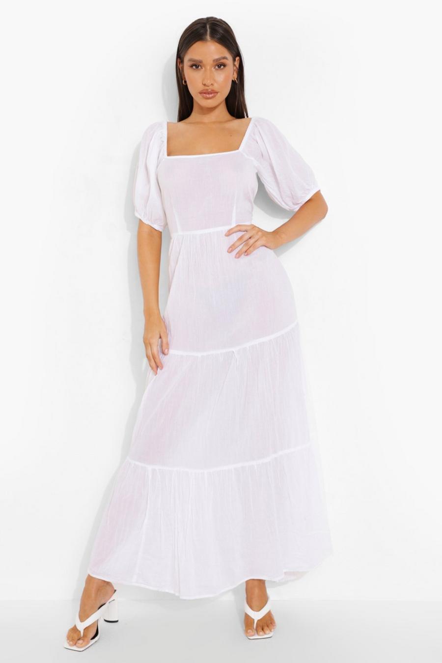 Bride rückenfreies Maxi-Strandkleid, Weiß image number 1