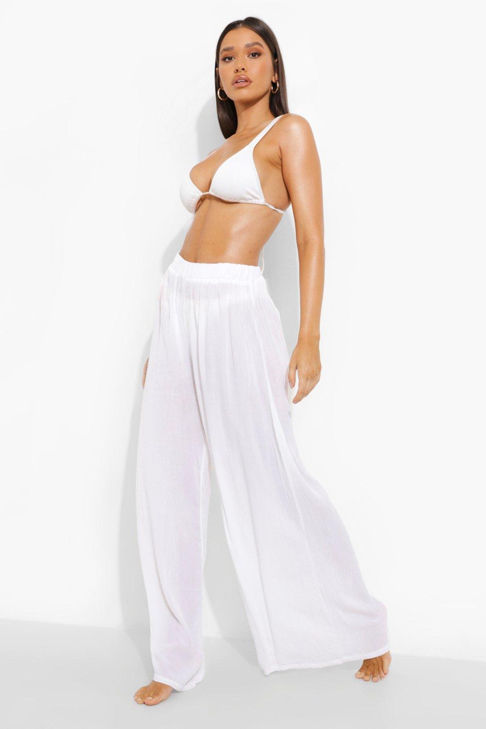 Crinkle Split Wide Leg Cover Up Pants