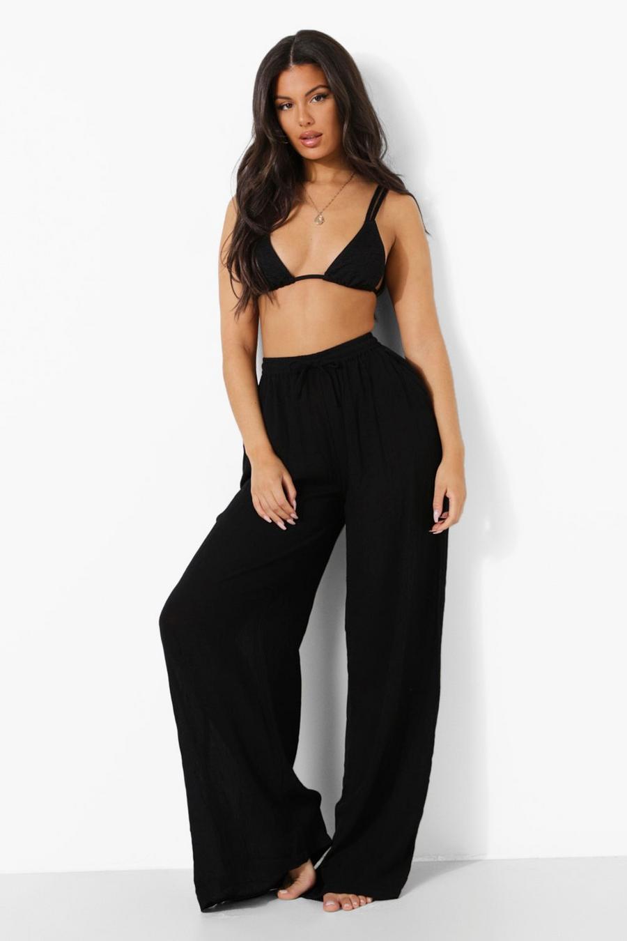 Black Cheese Cloth Beach Pants image number 1