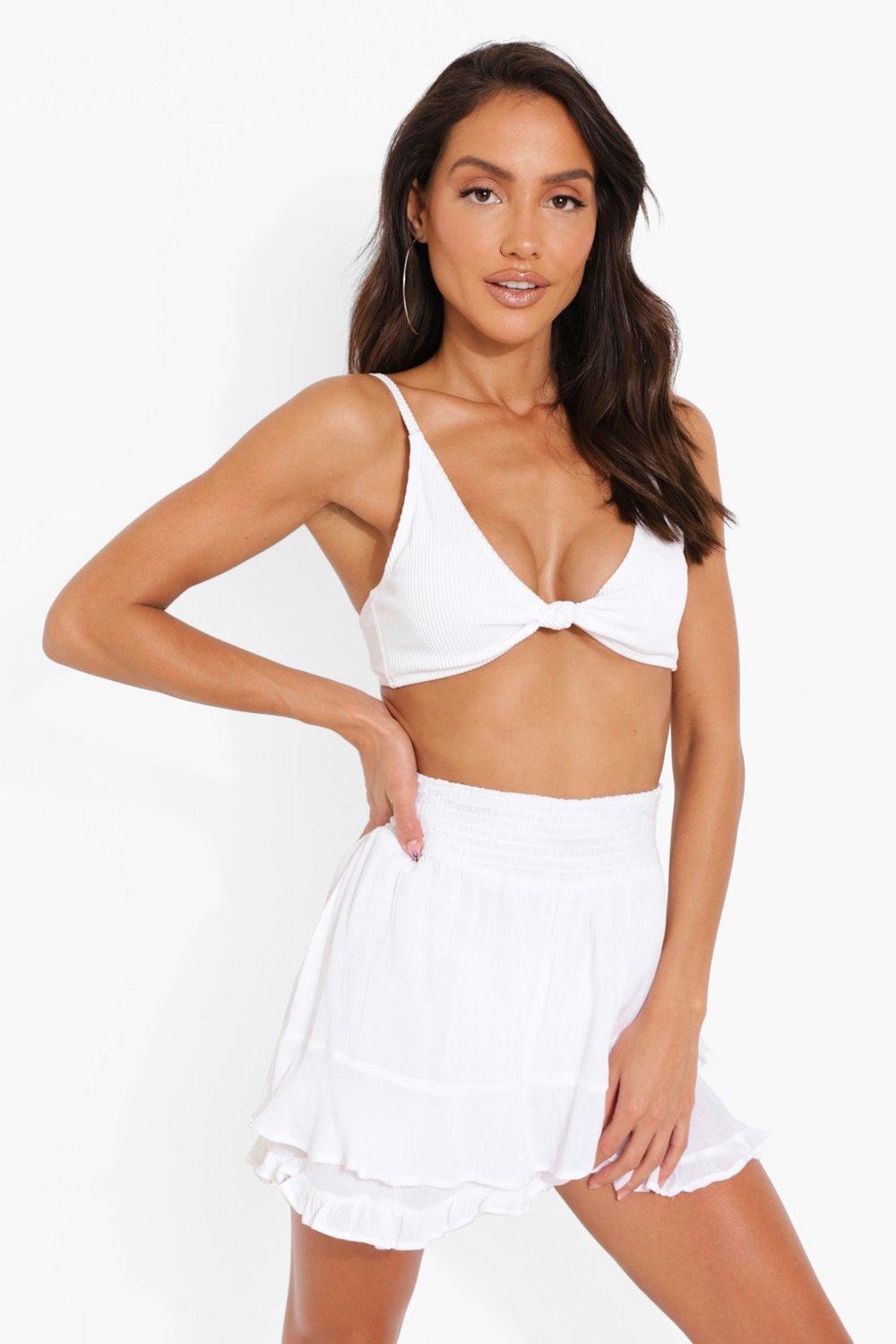 Cheese Cloth Frill Beach Skort boohoo