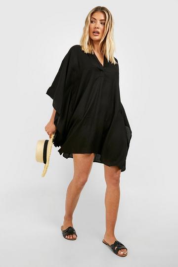 Linnen Look Strand Kaftan black