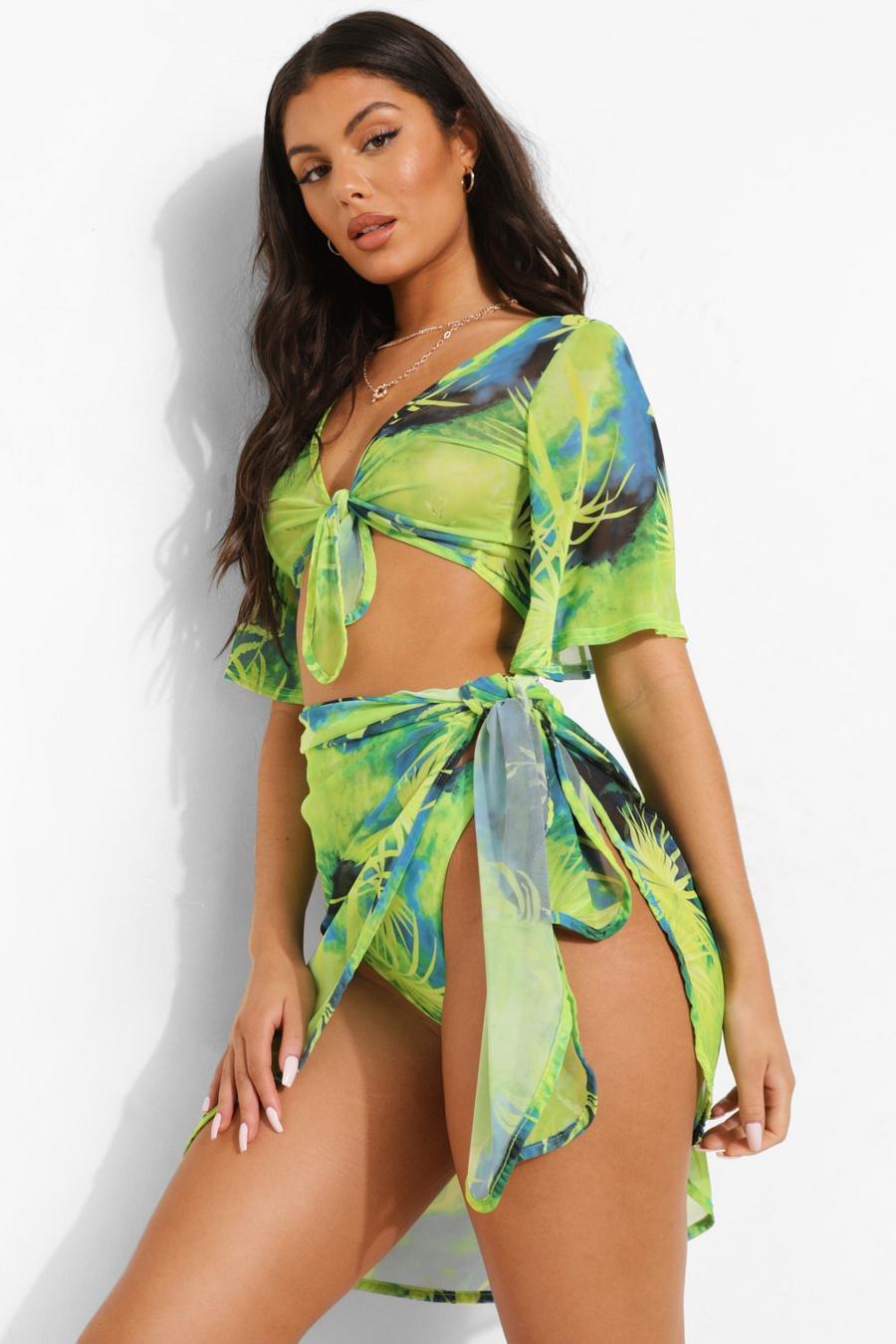 Blue Tropicana Mesh Beach Co-ord image number 1