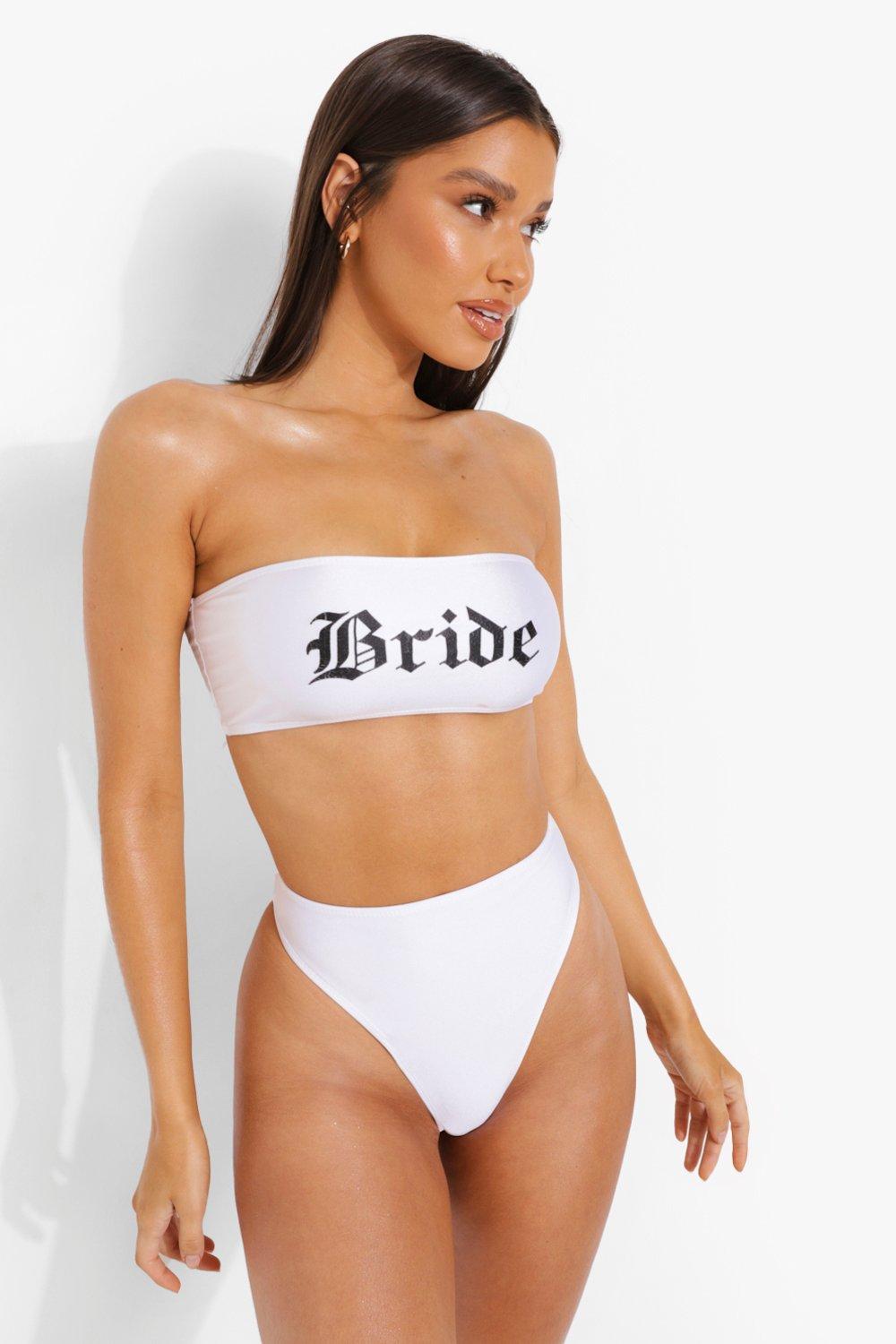 Bride Bandeau High Leg Bikini boohoo UK