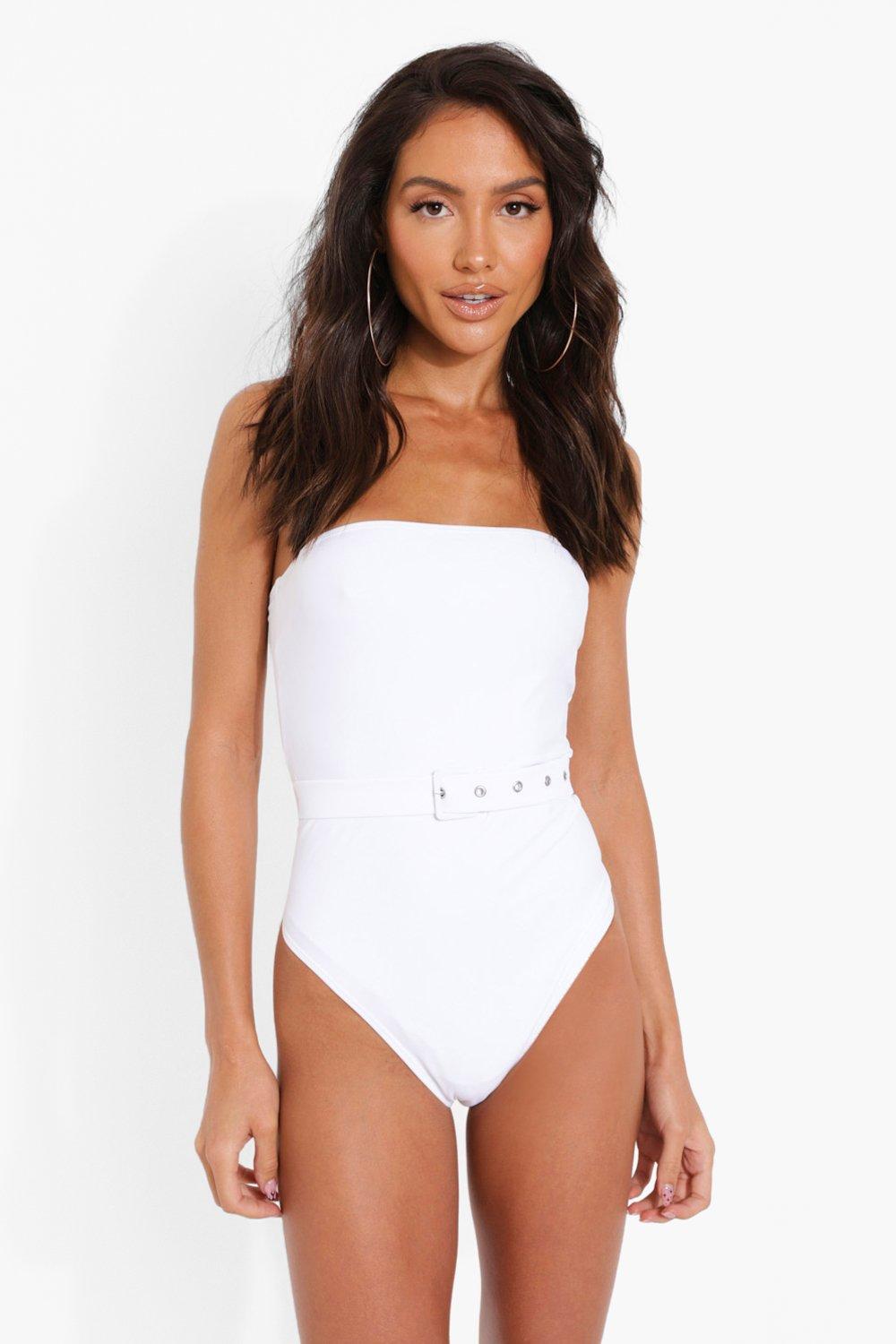 White bandeau store swimsuit uk