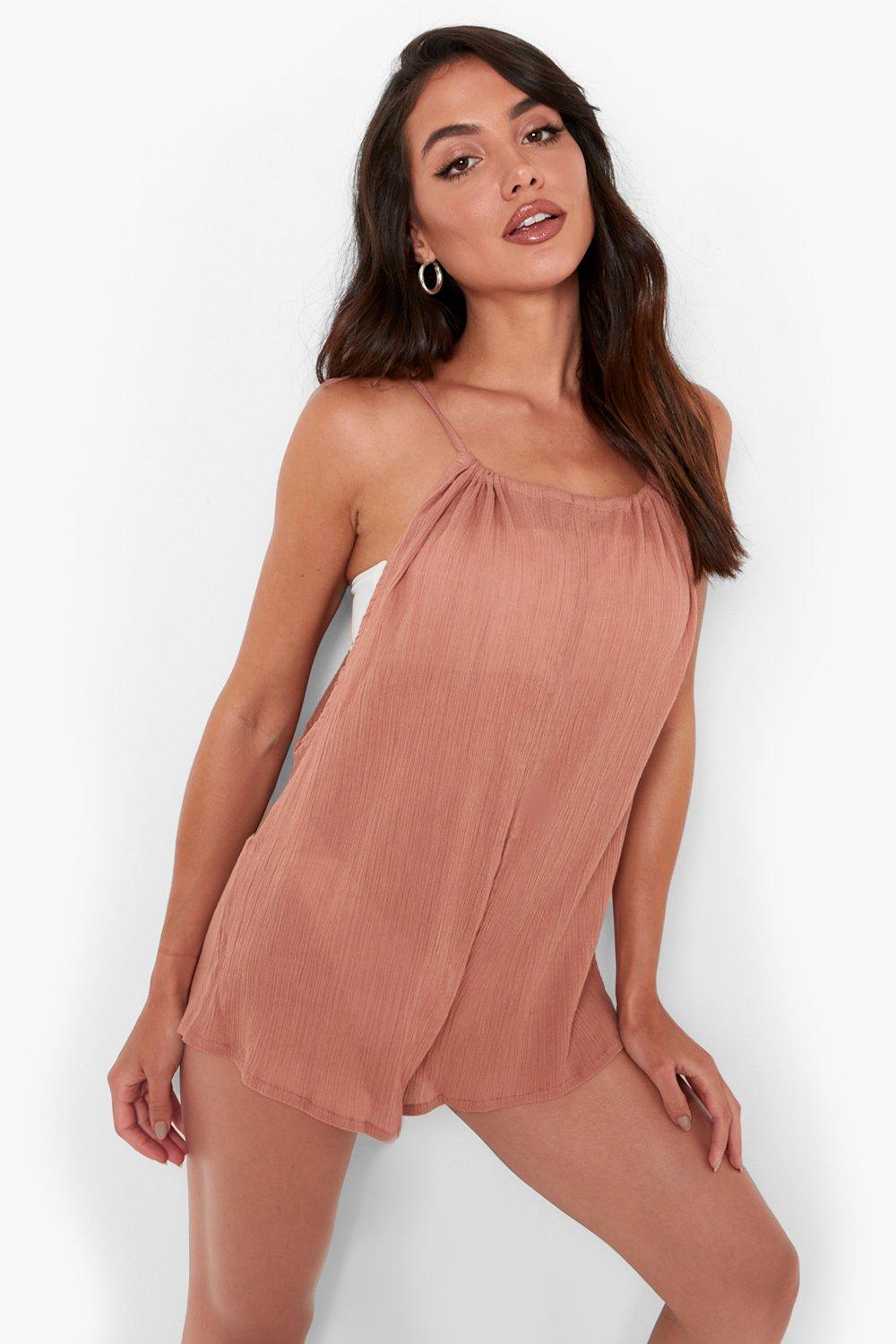 Cheesecloth Strappy Oversized Romper