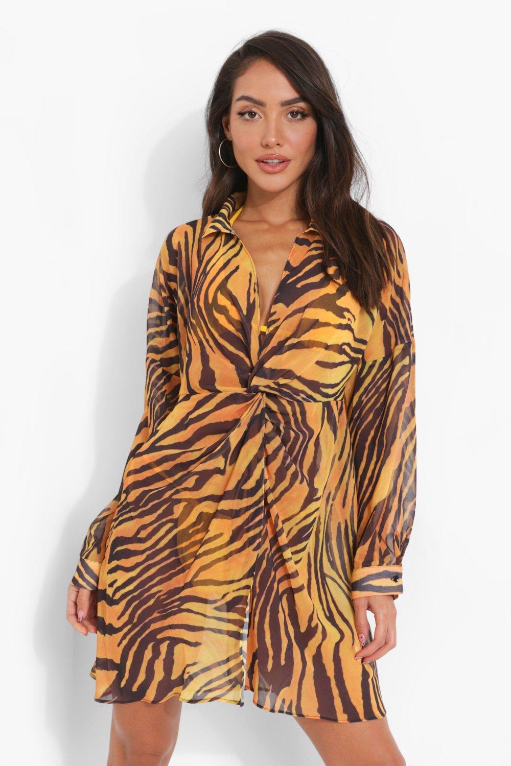 Orange Zebra Beach Dress