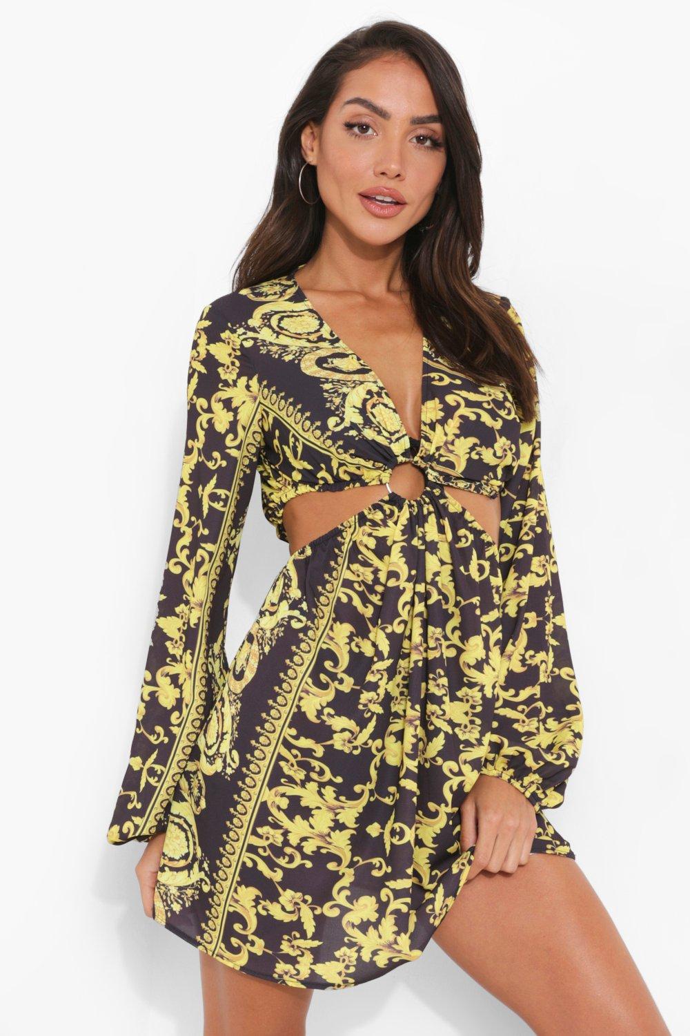 Women s Chain Print Beach Dress Boohoo UK