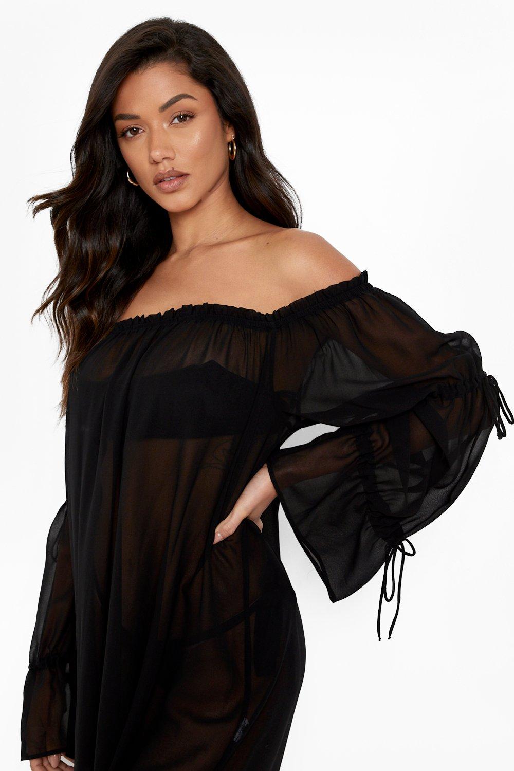 Premium Off The Shoulder Beach Maxi Dress boohoo CA