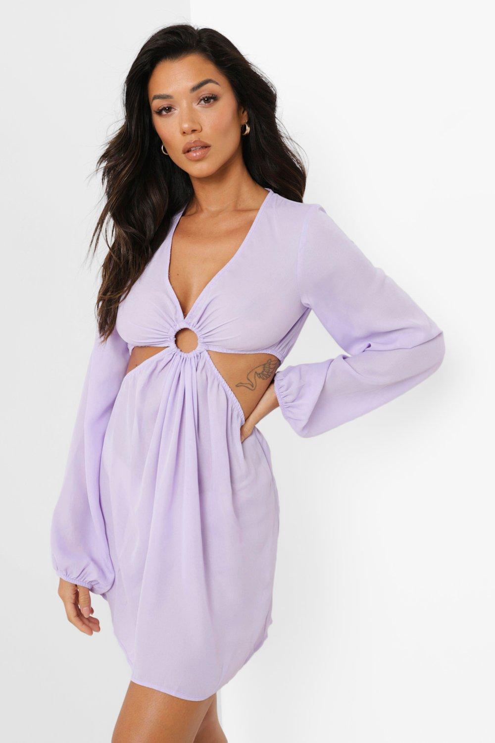 Chiffon O Ring Detail Cut Out Beach Dress Boohoo