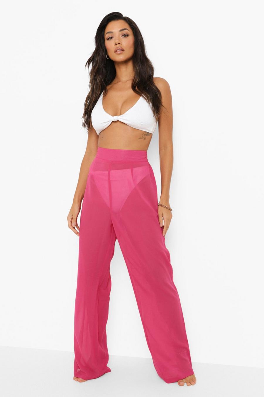 Pantalon de plage à imprimé palmier rose, Pink image number 1