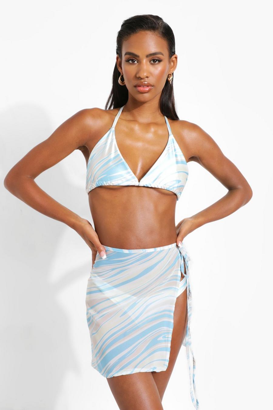 Blue Marble Tie Side Beach Skirt image number 1