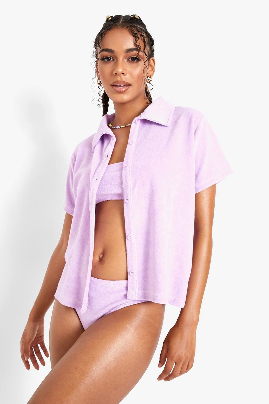Kastiges Frottee-Strandhemd, Lilac violet