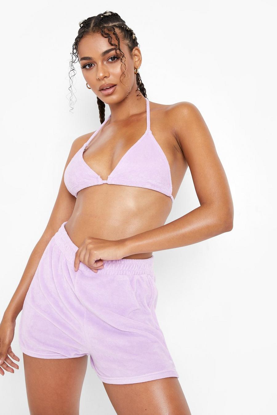 Lilac Towelling Oversized Beach Short image number 1