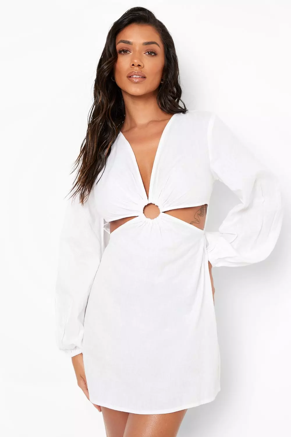 O Ring Detail Cotton Beach Dress Boohoo