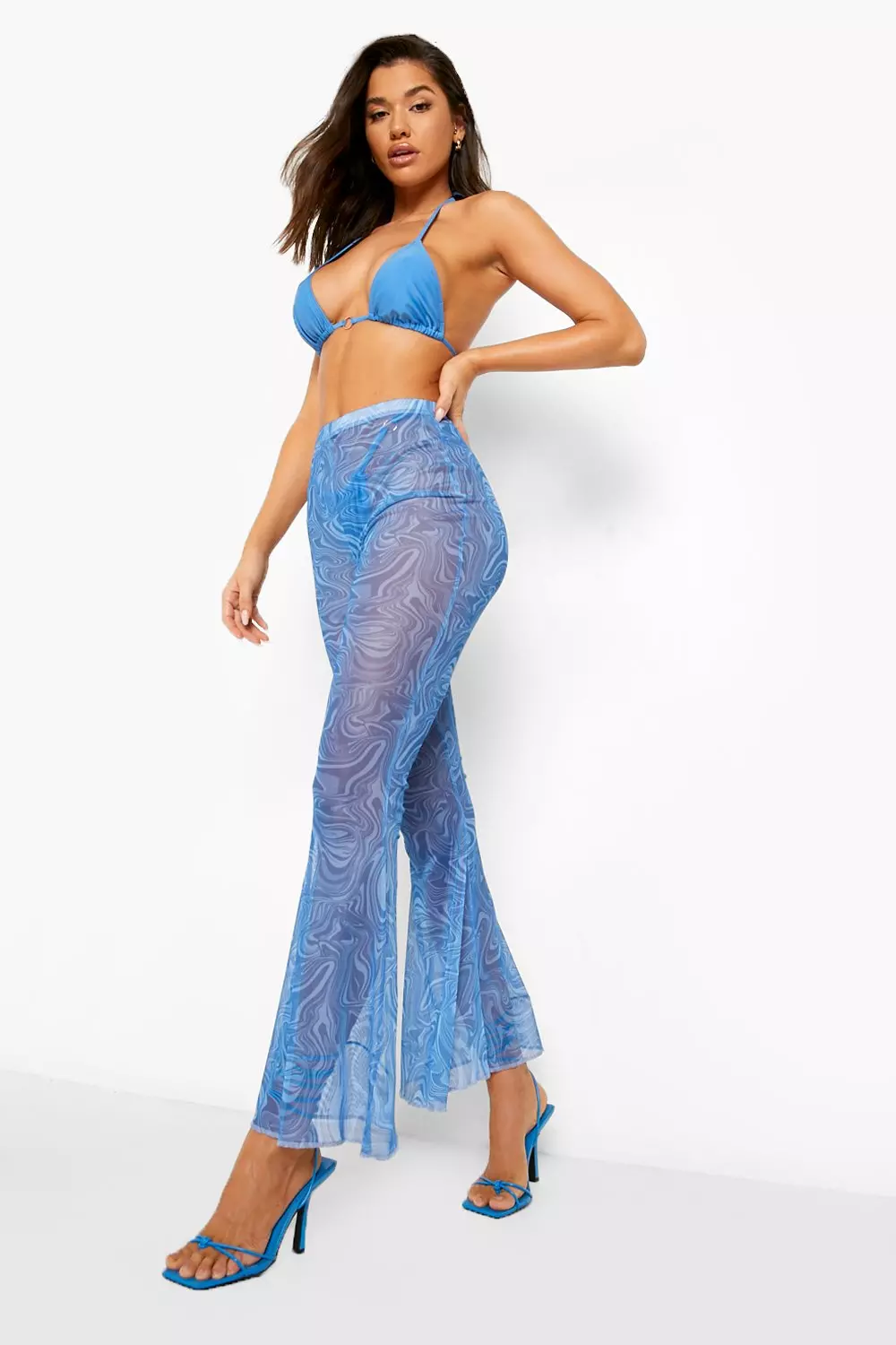 Elsie Fred Flared Pants In Glitter Mesh Two-piece Fashion,, 58% OFF